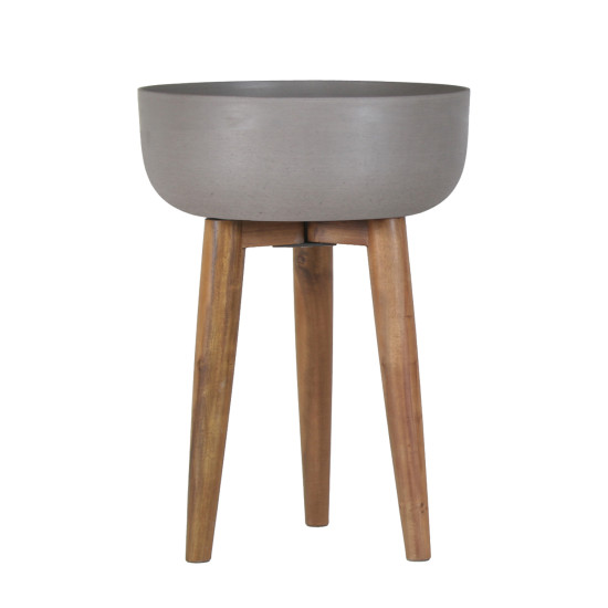 Puķupods SANDSTONE D36,5xH47,5cm, materiāls: kompozīt akmens, krāsa: pelēka/ brūna, kājas: akācija Puķupods SANDSTONE D36,5xH47,5cm, materiāls: kompozīt akmens, krāsa: pelēka/ brūna, kājas: akācija
