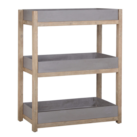 Полка SANDSTONE 80x35xH98cм, полки: композитный камень, цвет: коричневый, ножки: акации