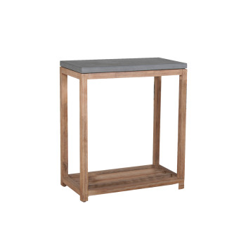 Полка SANDSTONE 57x28xH65см, полки: фиброцемент, цвет: серый, деревянная рама из акации Полка SANDSTONE 57x28xH65см, полки: фиброцемент, цвет: серый, деревянная рама из акации