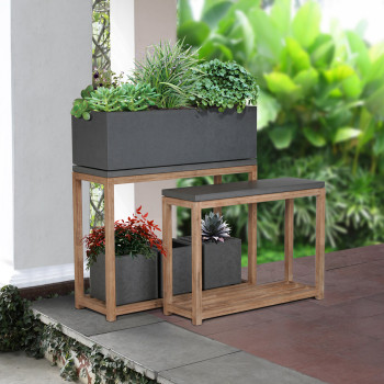 Полка SANDSTONE 95,5x34,5xH75см, полки: фиброцемент, цвет: серый, деревянная рама из акации Полка SANDSTONE 95,5x34,5xH75см, полки: фиброцемент, цвет: серый, деревянная рама из акации