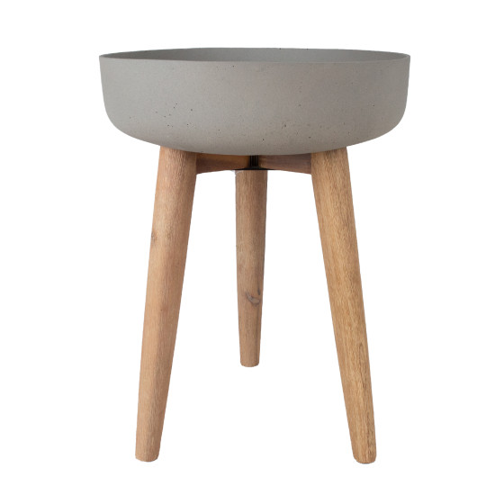 Puķu pods SANDSTONE ar koka kājām D39xH51cm, pelēks Puķu pods SANDSTONE ar koka kājām D39xH51cm, pelēks