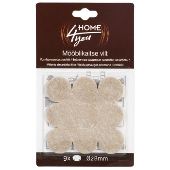 Mēbeļu aizsardzība filcs D28mm x 9gab, bēša Mēbeļu aizsardzība filcs D28mm x 9gab, bēša