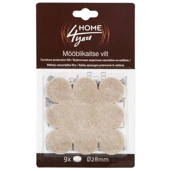 Mēbeļu aizsardzība filcs D28mm x 9gab, bēša Mēbeļu aizsardzība filcs D28mm x 9gab, bēša