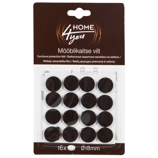 Mēbeļu aizsardzība filcs D18mm x 16gab, melns Mēbeļu aizsardzība filcs D18mm x 16gab, melns