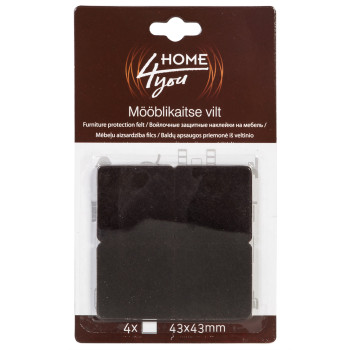 Mēbeļu aizsardzība filcs 43x43mm x 4gab, melns Mēbeļu aizsardzība filcs 43x43mm x 4gab, melns
