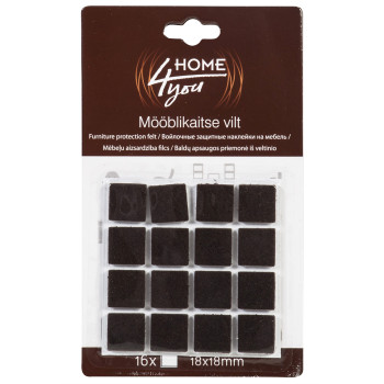 Mēbeļu aizsardzība filcs 18x18mm x 16gab, melns Mēbeļu aizsardzība filcs 18x18mm x 16gab, melns