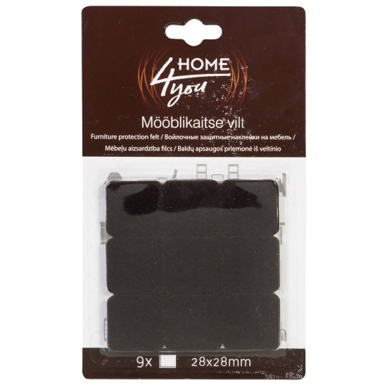 Mēbeļu aizsardzība filcs 28x28mm x 9gab, melns Mēbeļu aizsardzība filcs 28x28mm x 9gab, melns