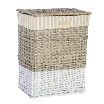 Pesukorv MAX-1, 45x33xH59cm, antiikhall/valge koe, beež Pesukorv MAX-1, 45x33xH59cm, antiikhall/valge koe, beež