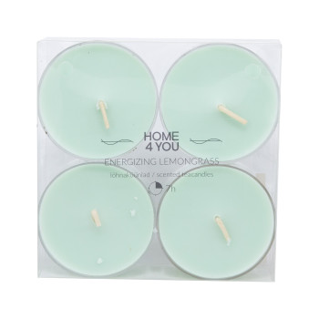 Aromātiskās sveces MAXI 4gab/komplekts, ENERGIZING LEMONGRASS, D5.5cm, zaļš (smaržas- citronzāle) Aromātiskās sveces MAXI 4gab/komplekts, ENERGIZING LEMONGRASS, D5.5cm, zaļš (smaržas- citronzāle)