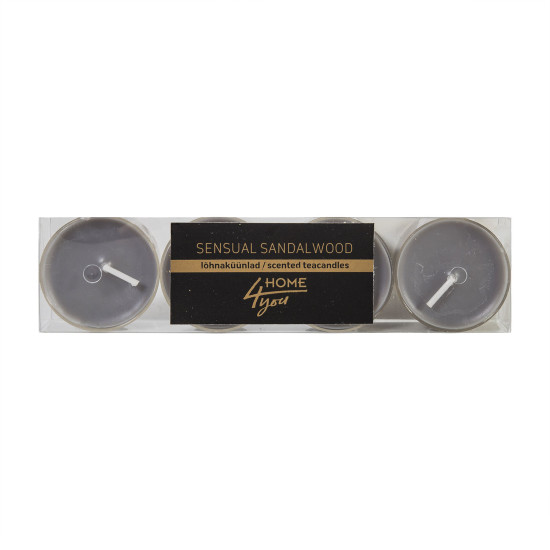 Aromātiskās sveces 4gab/komplekts, SENSUAL SANDALWOOD, pelēks (smaržas- sandalkoka) Aromātiskās sveces 4gab/komplekts, SENSUAL SANDALWOOD, pelēks (smaržas- sandalkoka)