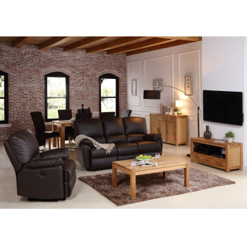 TV galds CHICAGO NEW ar 2 atvilktnēm, 140x40xH45cm, koks: ozolkoa finieris, krāsa: dabīga