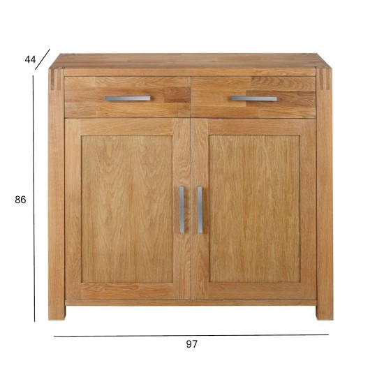 Kumode CHICAGO NEW ar 2 durvīm un 2 atvilktnēm, 97x44xH86 cm, koks: ozolkoka finieris, krāsa: dabīga