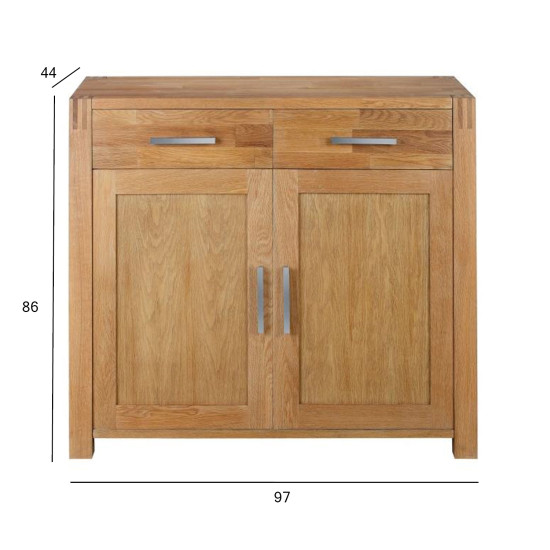 Kumode CHICAGO NEW ar 2 durvīm un 2 atvilktnēm, 97x44xH86 cm, koks: ozolkoka finieris, krāsa: dabīga