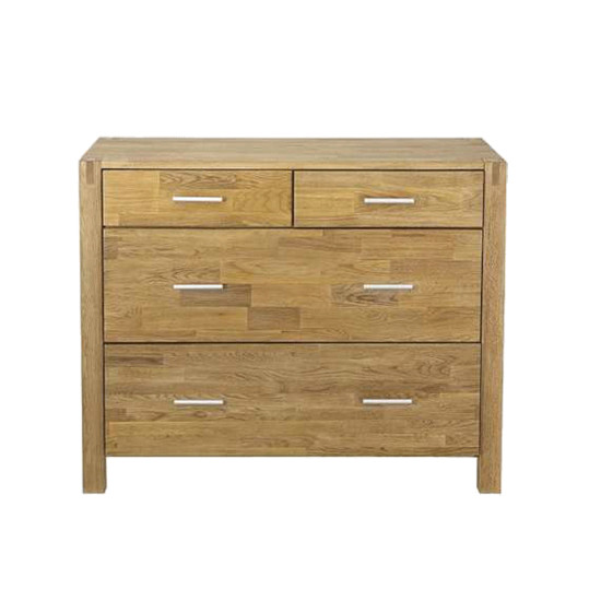 Kumode CHICAGO 105x45xH84cm, ar 4 atvilktnēm, koks: ozola finierskaida, krāsa: dabīga, apdare: ieeļļota