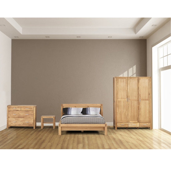 Kumode CHICAGO 105x45xH84cm, ar 4 atvilktnēm, koks: ozola finierskaida, krāsa: dabīga, apdare: ieeļļota