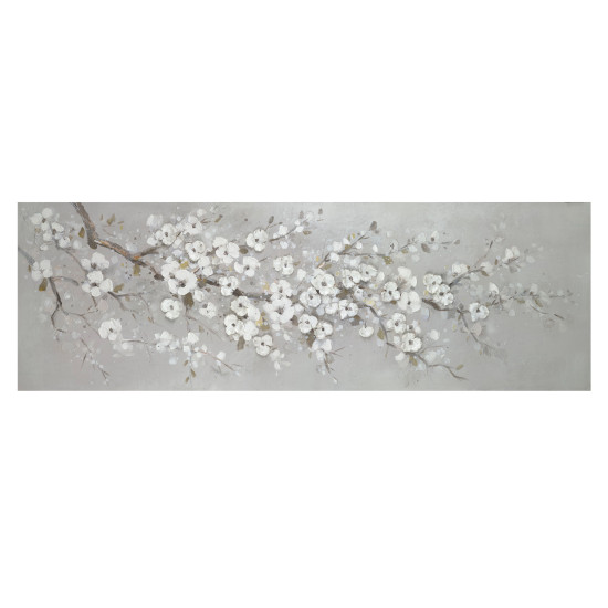 Eļļas glezna 50x150cm, balti ķiršu ziedi Eļļas glezna 50x150cm, balti ķiršu ziedi