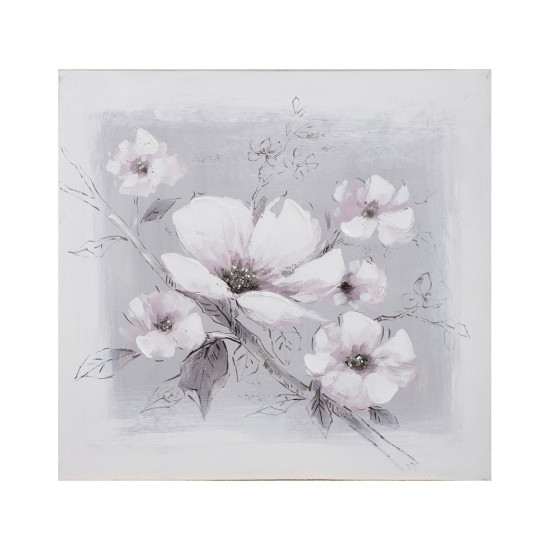 Eļļas glezna 60x60cm, balti ziedi Eļļas glezna 60x60cm, balti ziedi