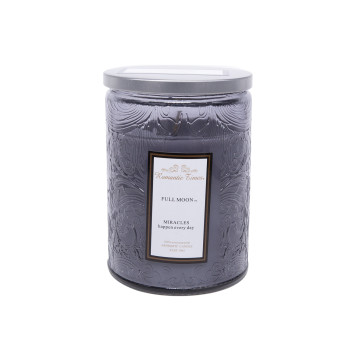 Aromātiskā svece stiklā ROMANTIC TIMES, D8xH11cm, pelēka (smaržas- BLACK CURRENT) Aromātiskā svece stiklā ROMANTIC TIMES, D8xH11cm, pelēka (smaržas- BLACK CURRENT)