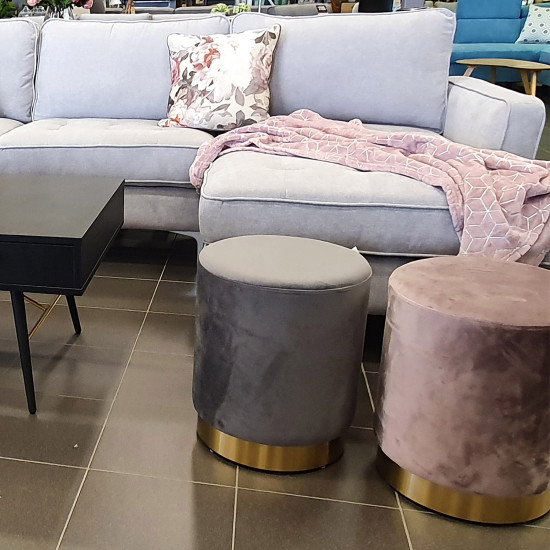 Пуф LA PERLA D35xH42см, материал покрытия: бархатная ткань, цвет: серый