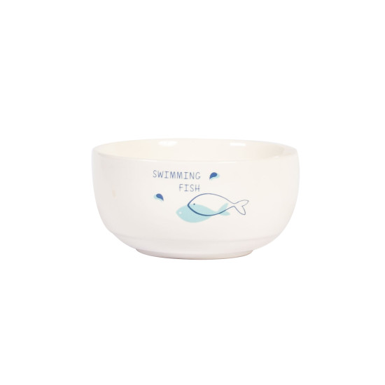 Bļoda SWIMMING FISH 300ml, balts/ zelts