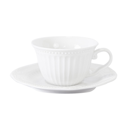 Krūze + apakštase SOFIA-2, krūzīte 180ml, apakštase D15cm, balta Krūze + apakštase SOFIA-2, krūzīte 180ml, apakštase D15cm, balta