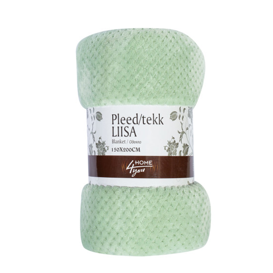 Плед LIISA CORAL 150x220см, светло-зелёный, 100% полиэстер