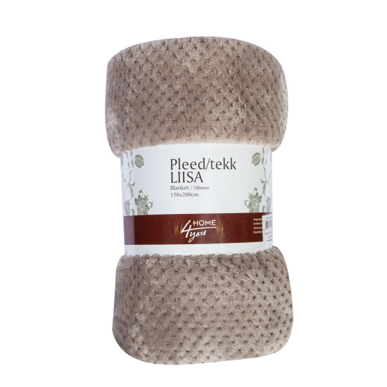 Плед LIISA CORAL 150x220см, серо-коричневый, 100% полиэстер