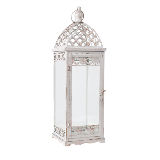 Laterna VENEZIA-1, 17x17xH53cm, balta / vara apdare Laterna VENEZIA-1, 17x17xH53cm, balta / vara apdare
