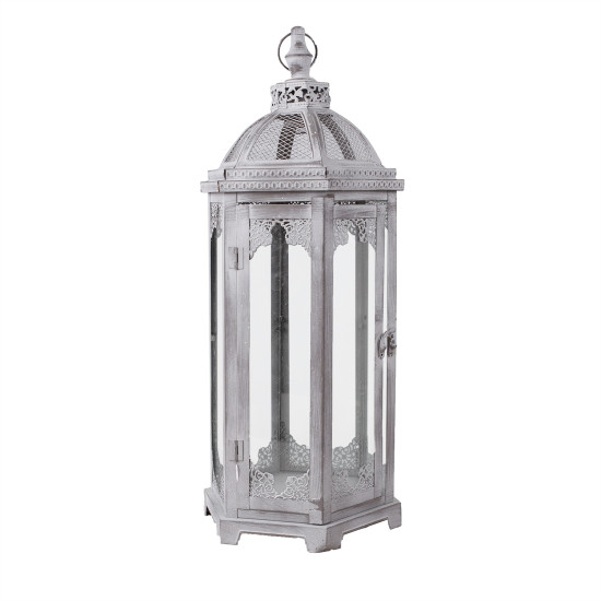 Laterna VENEZIA-2, D18xH46cm, antīks pelēks metāls Laterna VENEZIA-2, D18xH46cm, antīks pelēks metāls