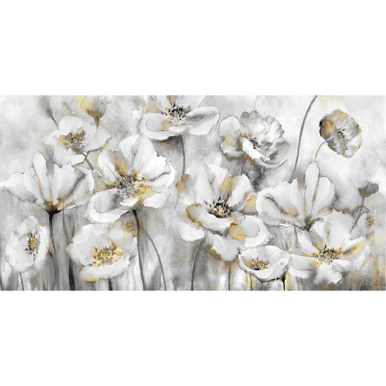 Eļļas glezna 50x100cm, balti ziedi Eļļas glezna 50x100cm, balti ziedi
