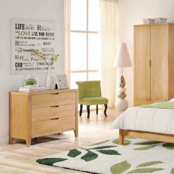 Kumode CHAMBA ar 3 atvilktnēm, 90x45xH75cm, koks: ozola finieris, krāsa: dabīgs Kumode CHAMBA ar 3 atvilktnēm, 90x45xH75cm, koks: ozola finieris, krāsa: dabīgs