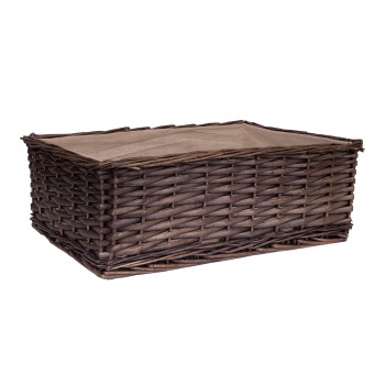 Korv MAX, 48x34xH16cm, punutud, värvus: tumepruun, kangaga Korv MAX, 48x34xH16cm, punutud, värvus: tumepruun, kangaga