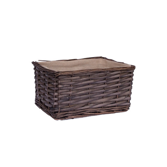 Корзина MAX, 24x18x12cм, плетение, цвет: тёмно-коричневый, с тканью