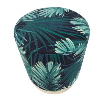 Пуфик LA PERLA, D35xH42см, ткань: бархат, цвет: зеленые листья Пуфик LA PERLA, D35xH42см, ткань: бархат, цвет: зеленые листья