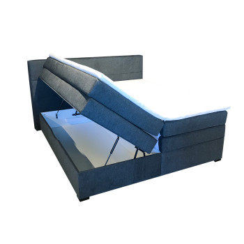 Континентальная кровать TENNESSI STORAGE 180x200см, тёмно-серая