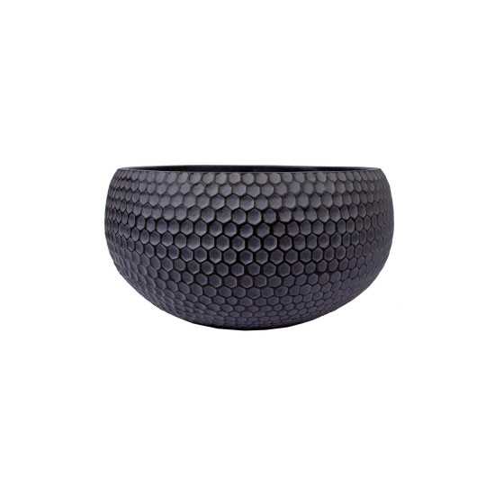 Puķu pods, zems CUBO-4, D20xH10cm, tumši pelēks