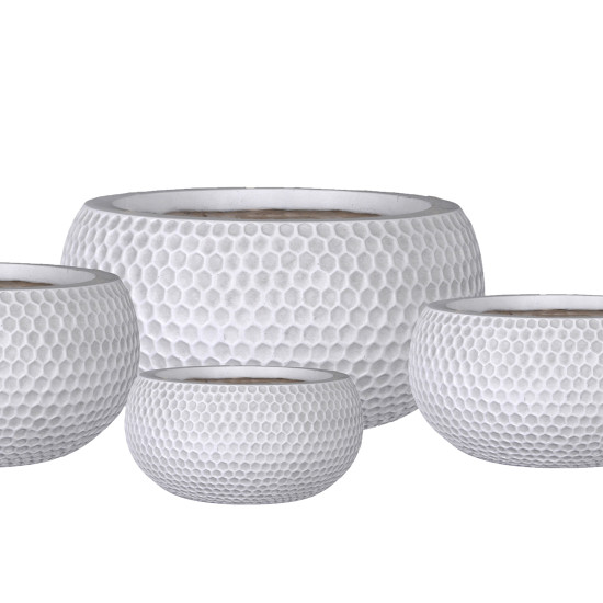 Puķu pods, zems CUBO-3, D28xH14cm, balts Puķu pods, zems CUBO-3, D28xH14cm, balts