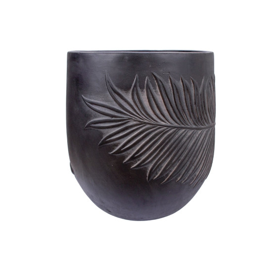 Puķu pods, zems PALM-3, D32xH32cm, tumši pelēks