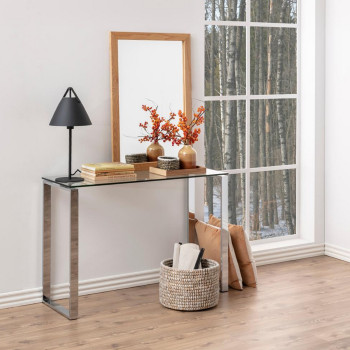 Külglaud KATRINE 110x40xH76cm, lauaplaat: läbipaistev klaas, jalad: kroomitud Külglaud KATRINE 110x40xH76cm, lauaplaat: läbipaistev klaas, jalad: kroomitud