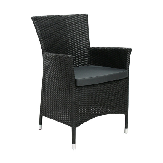 Dārza mēbeļu komplekts WICKER galds un 2 krēsli, melns Dārza mēbeļu komplekts WICKER galds un 2 krēsli, melns
