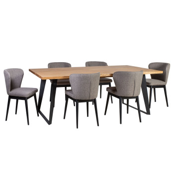 Обеденный комплект LISBON с 6-стульями (18103) 220x100xH75см, столешница: мебельная пластина натуральном дубовым шпоном Обеденный комплект LISBON с 6-стульями (18103) 220x100xH75см, столешница: мебельная пластина натуральном дубовым шпоном