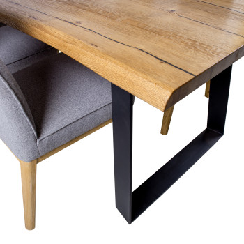 Обеденный комплект ROTTERDAM с 6 стульями (19968) ДСП с натуральным шпоном дуба, черные металлические ножки Обеденный комплект ROTTERDAM с 6 стульями (19968) ДСП с натуральным шпоном дуба, черные металлические ножки