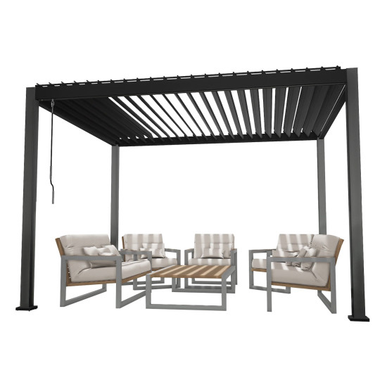 Шатёр MIRADOR 3x3xH2,5м с текстильными боковыми стенками, тёмно-серый