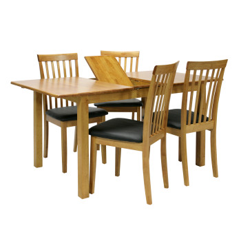 Обеденный комплект MIX & MATCH с 4 стульями, 120+30х80хН74см,дерево:каучуковое, обработка: лакированный,цвет:светлый дуб Обеденный комплект MIX & MATCH с 4 стульями, 120+30х80хН74см,дерево:каучуковое, обработка: лакированный,цвет:светлый дуб