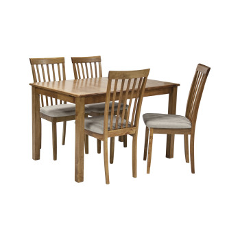 Обеденный комплект MIX & MATCH с 4-стульями (20828), 120+30x80xH74см, раздвижный, дерево: каучук, цвет: светлый дуб Обеденный комплект MIX & MATCH с 4-стульями (20828), 120+30x80xH74см, раздвижный, дерево: каучук, цвет: светлый дуб