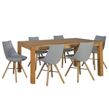 Обеденный комплект CHICAGO с 6-стульями (37022) 180x90xH76см, дерево: дуб, обработка: промасленный, цвет: натуральный Обеденный комплект CHICAGO с 6-стульями (37022) 180x90xH76см, дерево: дуб, обработка: промасленный, цвет: натуральный