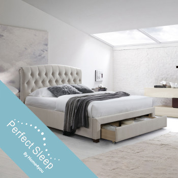 Кровать NATALIA 160x200cм, с ящиком и матрасом HARMONY DELUX, шампанское