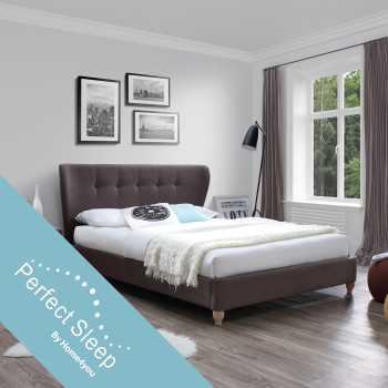 Кровать VICTORIA с матрасом HARMONY TOP (86864) 160x200см, обивка из мебельного текстиля, цвет: коричневый