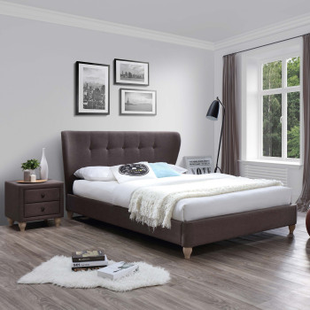 Кровать VICTORIA с матрасом HARMONY TOP (86864) 160x200см, обивка из мебельного текстиля, цвет: коричневый