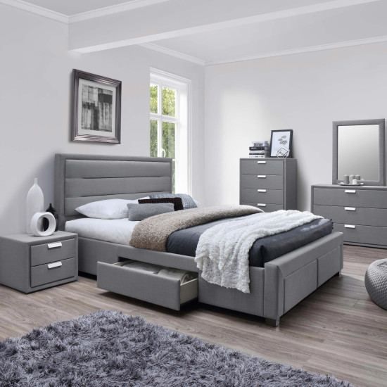 Кровать CAREN 160x200см, с ящиками и матрасом HARMONY TOP, серый Кровать CAREN 160x200см, с ящиками и матрасом HARMONY TOP, серый